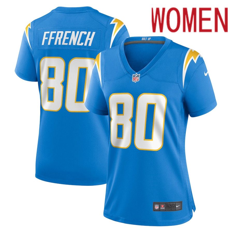 Women Los Angeles Chargers #80 Maurice Ffrench Nike Powder Blue Game NFL Jersey->women nfl jersey->Women Jersey